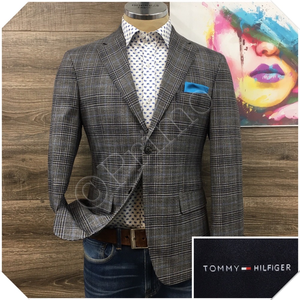 TOMMY HILFIGER Mens Blazer Sport Coat Casual Jacket Size 38S Two Button Suit